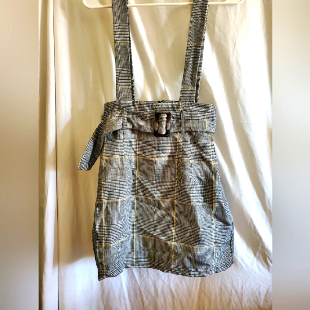 Plaid suspender skirt